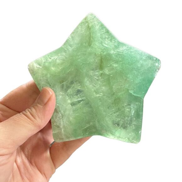 Green Flourite Crystal Star Shaped Ring Jewelry Dish Plate Decor Gemstone OS - Picture 3 of 14